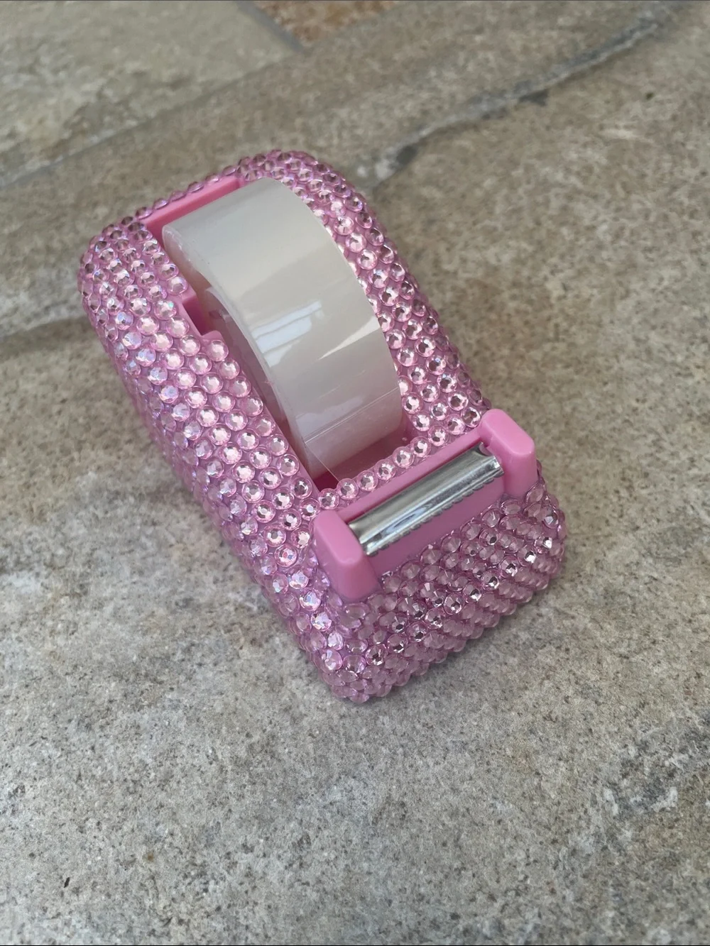 Pink Crystal Tape Dispenser - Decorative Desktop Accessory